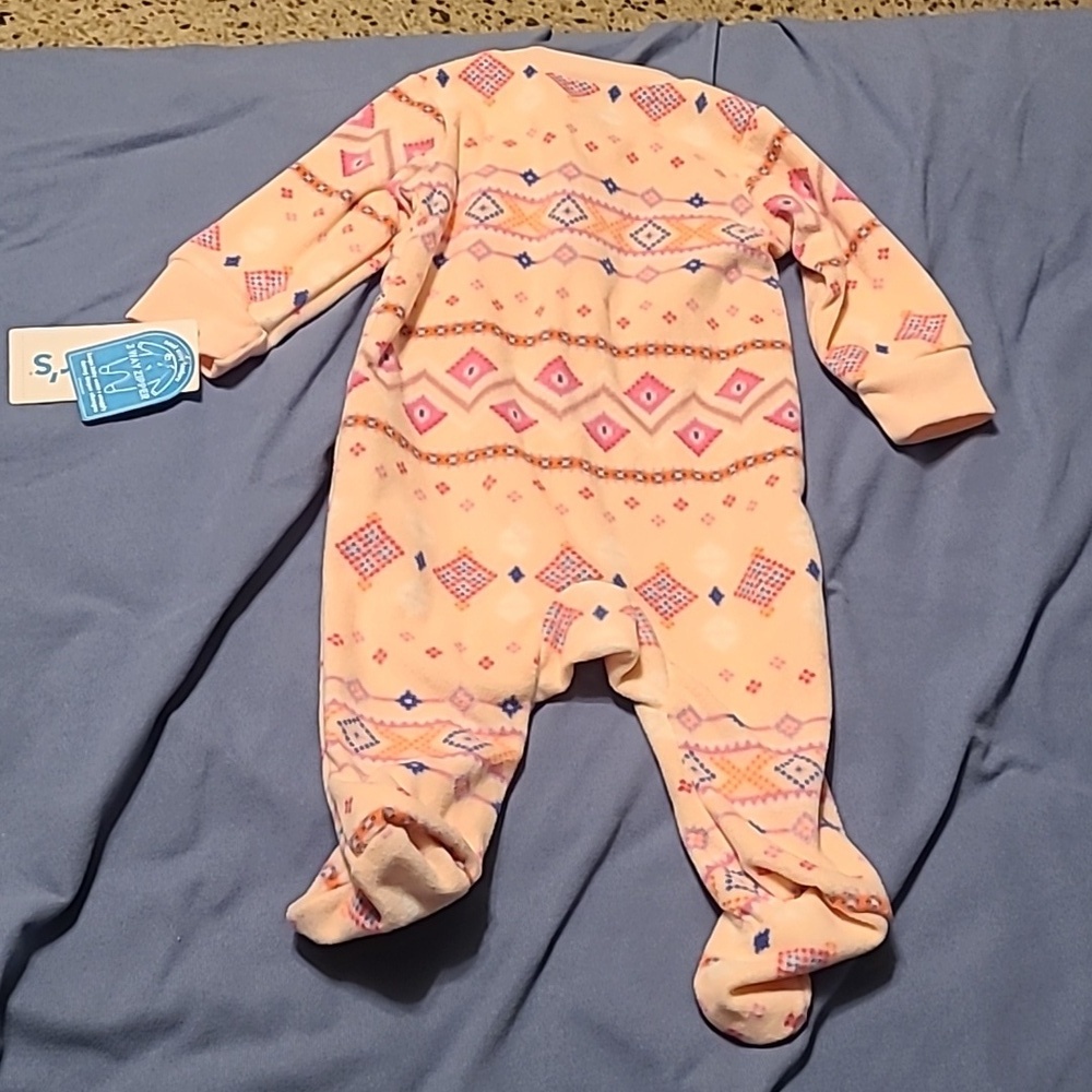 Carters girls 3 month 2 way zip and snap closure NWT footie sleeper - Picture 6 of 10